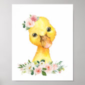 アヒル,農園動物,ピンクの花,女の子の子供部屋 ポスター (正面)