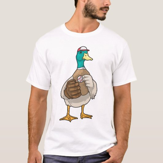 アヒル 野球 グローブ スポーツ Tシャツ (正面)
