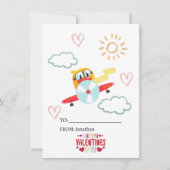 アヒル&飛行機、かわいいおもしろいキッズバレンタインデー シーズンカード (正面)