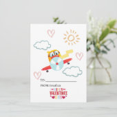 アヒル&飛行機、かわいいおもしろいキッズバレンタインデー シーズンカード (スタンド正面)