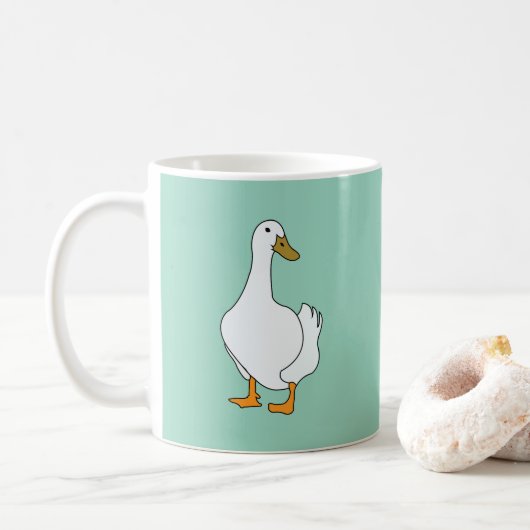 アヒル 鳥 白いアヒル コーヒーマグカップ (ドーナツ)