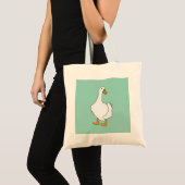 アヒル 鳥 白いアヒル トートバッグ (正面(商品))