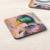 アヒル!- Mallard モダン Duck Art Coasters コースター (左側)