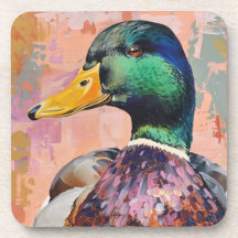アヒル！- Mallard モダン Duck Art Coasters