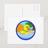 アヒル on Beach with Palm trees.PNG ポストカード (正面/裏面)
