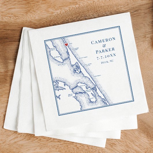 アヒルNCアウターバンクスOBXネイビーエレガントな結婚式 スタンダードカクテルナプキン