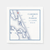 アヒルNCアウターバンクスOBXネイビーエレガントな結婚式 スタンダードカクテルナプキン (正面)