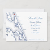 アヒルNCマップエレガントネイビーブルー結婚ズ セーブザデート (正面)