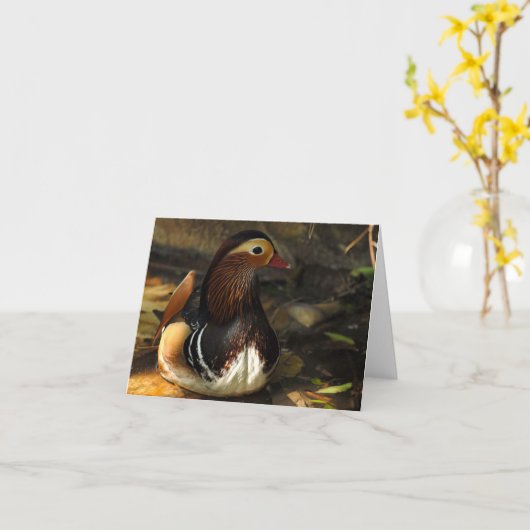 アヒルNotecard カード (黄色い花)