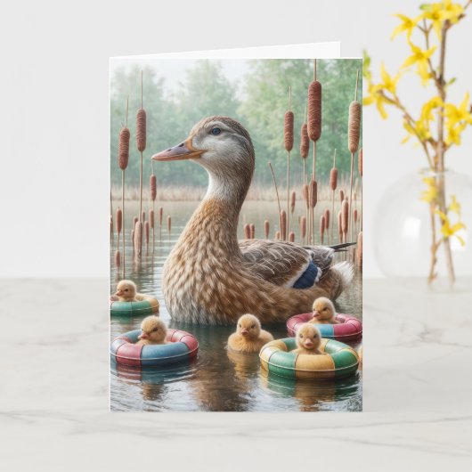 アヒルSの母マラード カード (黄色い花)