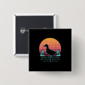 アヒルVaporwave Aestic 80sファーム動物農家ギフト 缶バッジ (正面&裏面)