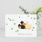 アヒ結婚ルの2つ星&ハート結婚式招待状 招待状 (スタンド正面)