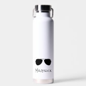 アビエータサングラスパイロット名飛んでいる飛行機 ウォーターボトル (正面)