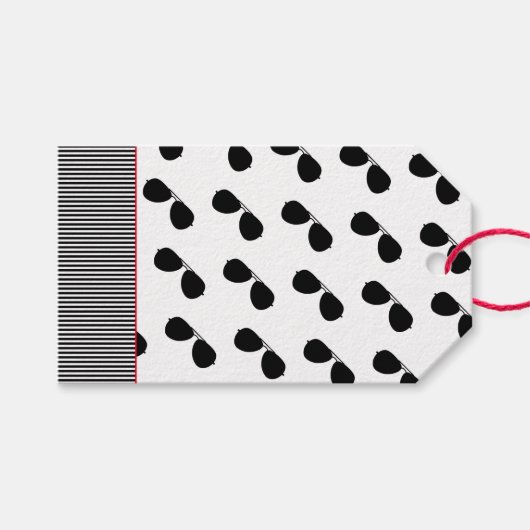 アビエータサングラスパターンパイロット飛んでいる飛行機 ギフトタグ (正面(横))