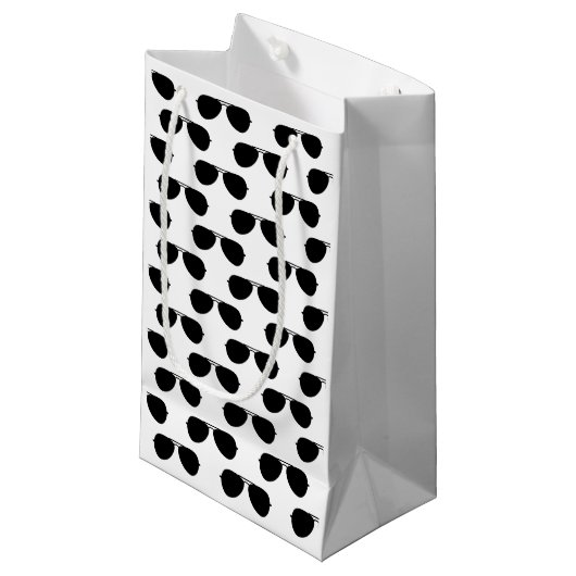 アビエータサングラスパターン飛んでいるパイロット飛行機 スモールペーパーバッグ (正面アングル)