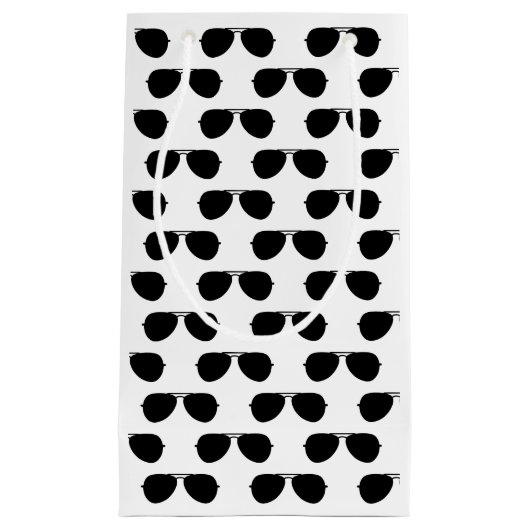 アビエータサングラスパターン飛んでいるパイロット飛行機 スモールペーパーバッグ (正面)