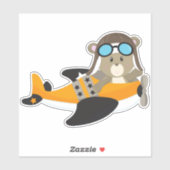 アビエータベア,パイロットベア,かわいいクマ,飛行機 シール (シート)