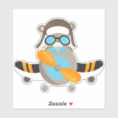 アビエータベア,パイロットベア,飛行機,かわいいクマ シール (シート)