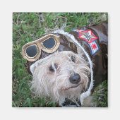 アビエーターの可愛い子犬ユニフォーム写真 マグネット (正面)