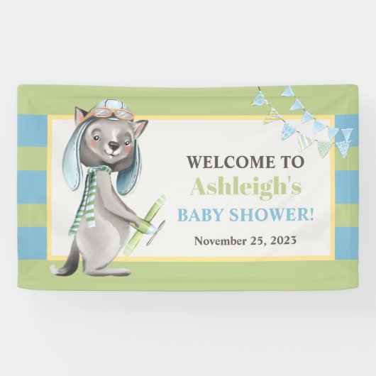 アビエーターウルフストライプのベビーシャワー 横断幕 (横)