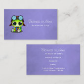 アビエーターハットのかわいい漫画の亀 名刺 (正面/裏面)