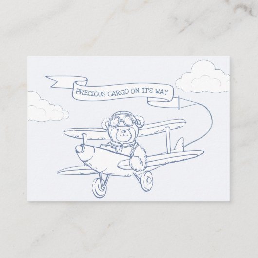 アビエーターパイロット大切航空機貨物おむつラッフル エンクロージャーカード (裏面)