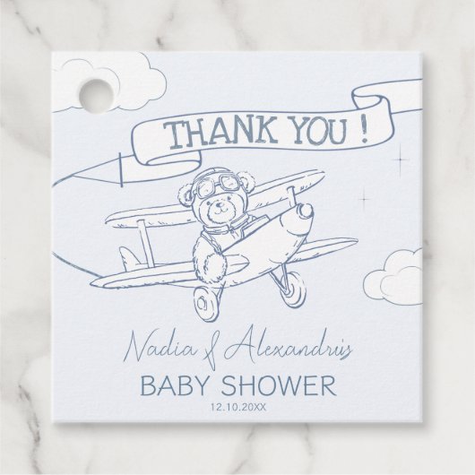 アビエーターパイロット飛行機貨物大切ベビーシャワー フェイバータグ (正面)