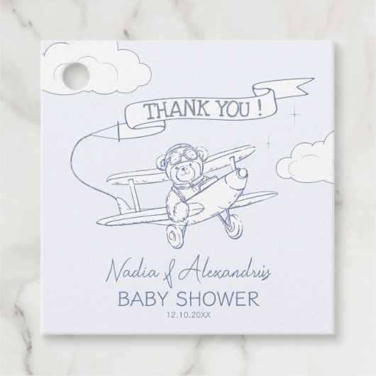 アビエーターパイロット飛行機貨物大切ベビーシャワー フェイバータグ (正面)