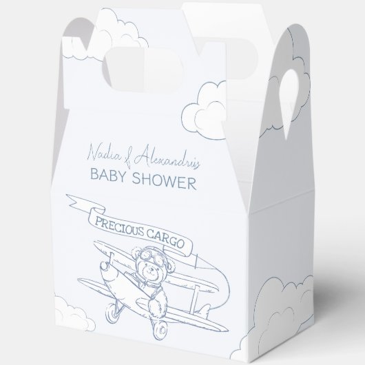 アビエーターパイロット飛行機貨物大切ベビーシャワー フェイバーボックス (見開き)