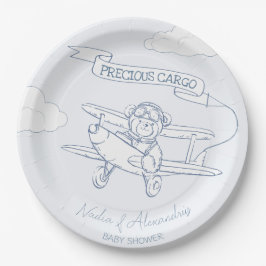 アビエーターパイロット飛行機貨物大切ベビーシャワー ペーパープレート