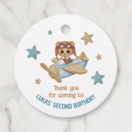 アビエーターパーティーベア誕生日サンキュー名前をカスタムする フェイバータグ