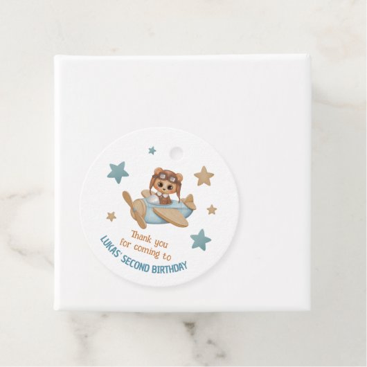 アビエーターパーティーベア誕生日サンキュー名前をカスタムする フェイバータグ (インサイチュ)