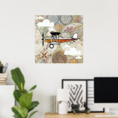 アビエーターヴィンテージ飛行機ワールドアドベンチャー ポスター (ホームオフィス)