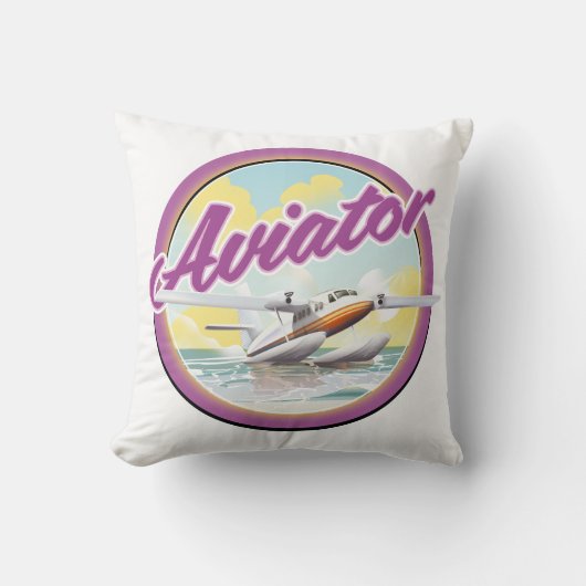 アビエーター海の飛行機ロゴ クッション (正面)