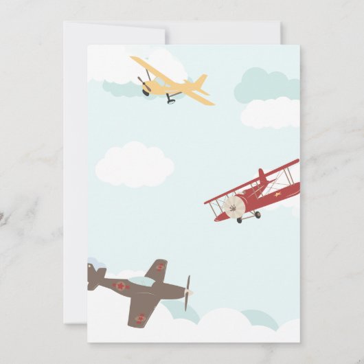 アビエーター第1誕生日レトロ飛行機招待状 招待状 (裏面)