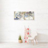 アビエーター航空機とヴィンテージワールドマップベビーシャワー 横断幕 (インサイチュ)