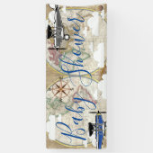 アビエーター航空機とヴィンテージワールドマップベビーシャワー 横断幕 (縦)