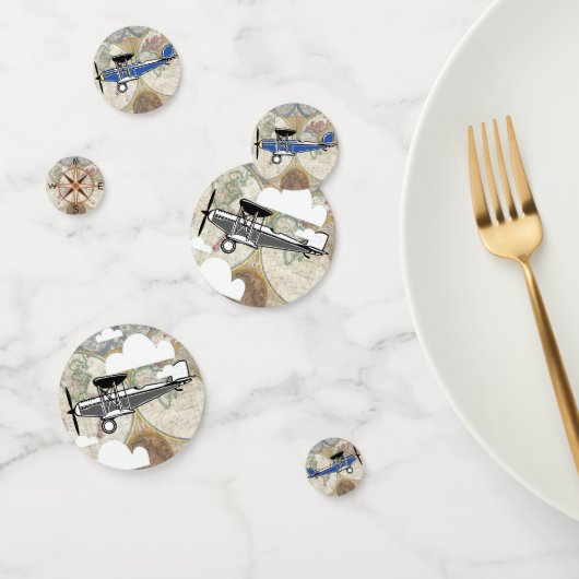 アビエーター飛行機とヴィンテージワールドマップ コンフェッティ (グループ)