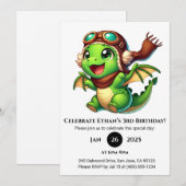アビエーター ベビードラゴン 誕生日 招待状 (正面/裏面)