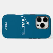 アビエーター&飛行機、ミニマリスト、モノグラムイニシャル Case-Mate iPhoneケース (裏面 (横))