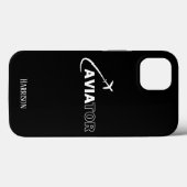 アビエーター&飛行機、ミニマリスト、モノグラムイニシャル Case-Mate iPhoneケース (裏面 (横))