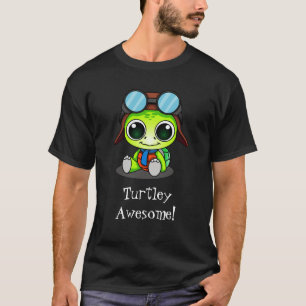 アビエ素晴らしータ帽のターズリーかわいい漫画の亀 Tシャツ