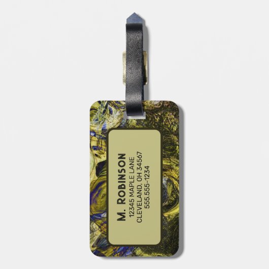 アビカスタムグノンオリーブグリーン抽象芸術 ラゲッジタグ (裏面縦)