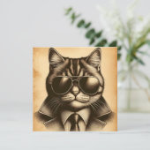 アビクールエーターサングラスのレトロ猫セピアカード (スタンド正面)