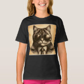 アビクールエーターサングラスのレトロ猫セピアキッズ Tシャツ (正面)