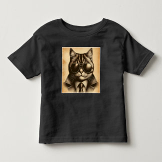 アビクールエーターサングラスセピアのレトロキャットユニセックス トドラーTシャツ