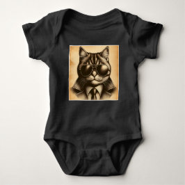 アビクールエーターサングラスセピアのレトロキャットユニセックス ベビーボディスーツ