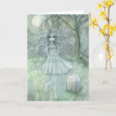 アビゲイルの幽霊のハロウィンカード超常的な猫 カード (黄色い花)