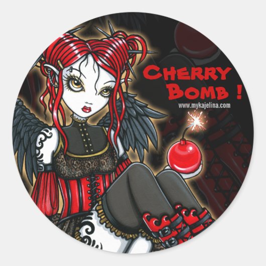 「アビゲイル」ゴシック様式のCherrybomb Angelスタンプ ラウンドシール (正面)