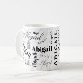 アビゲイル 名前入り ブラック ホワイト コーヒーマグ コーヒーマグカップ (正面左)
